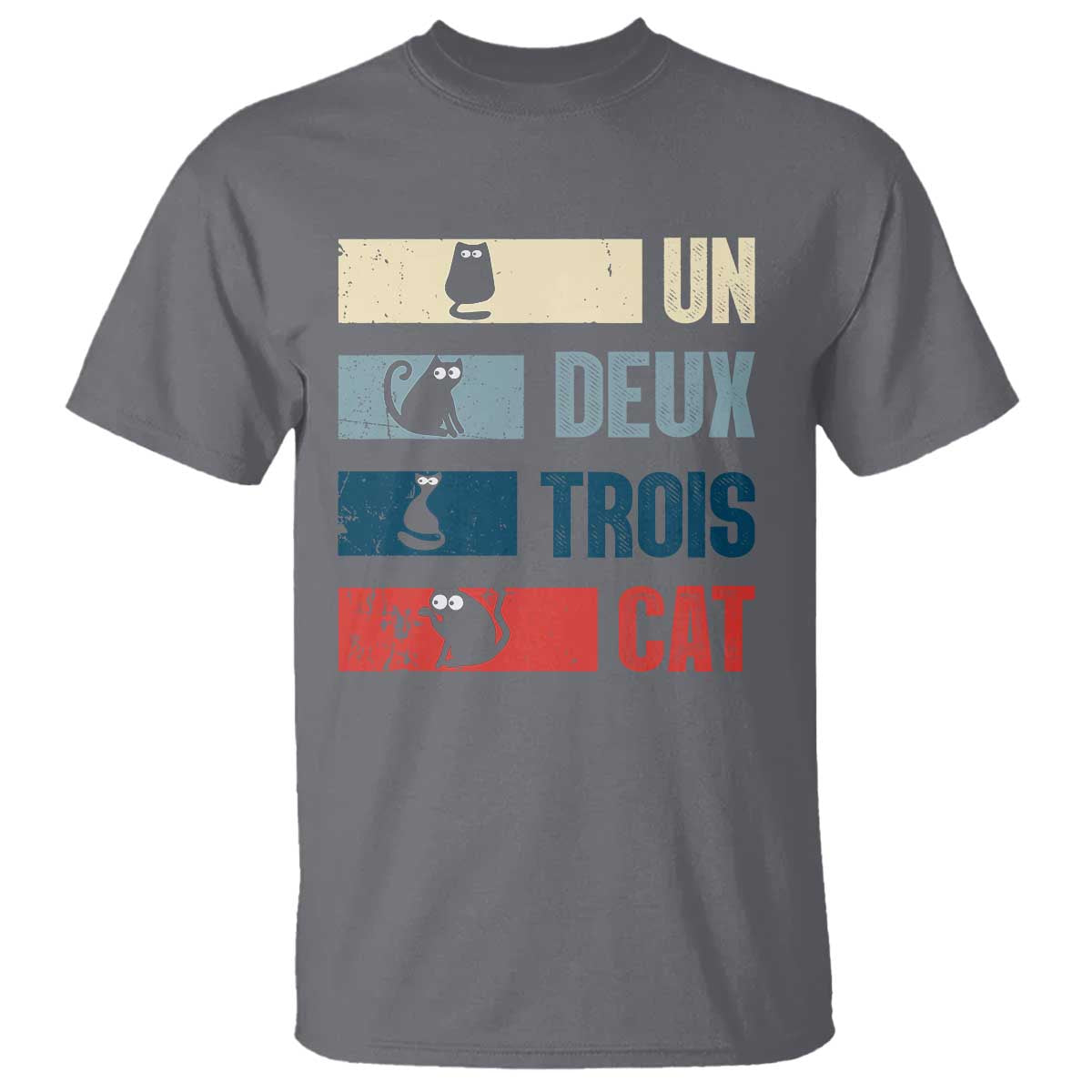 French Cat Lover T Shirt Un Deux Trois Funny Cats - Wonder Print Shop