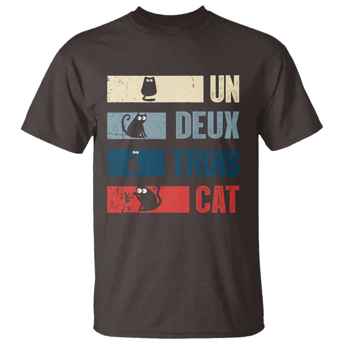 French Cat Lover T Shirt Un Deux Trois Funny Cats - Wonder Print Shop