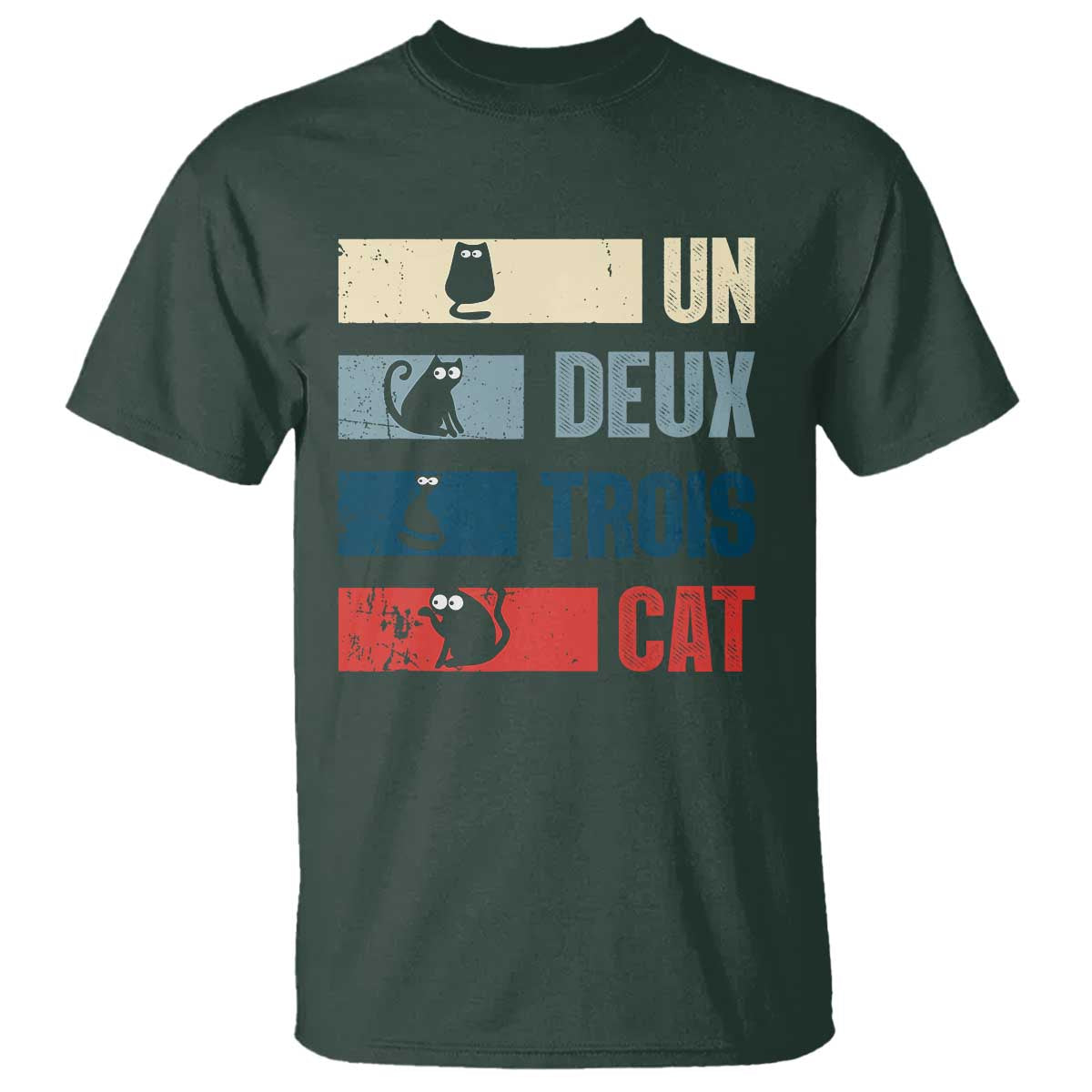 French Cat Lover T Shirt Un Deux Trois Funny Cats - Wonder Print Shop