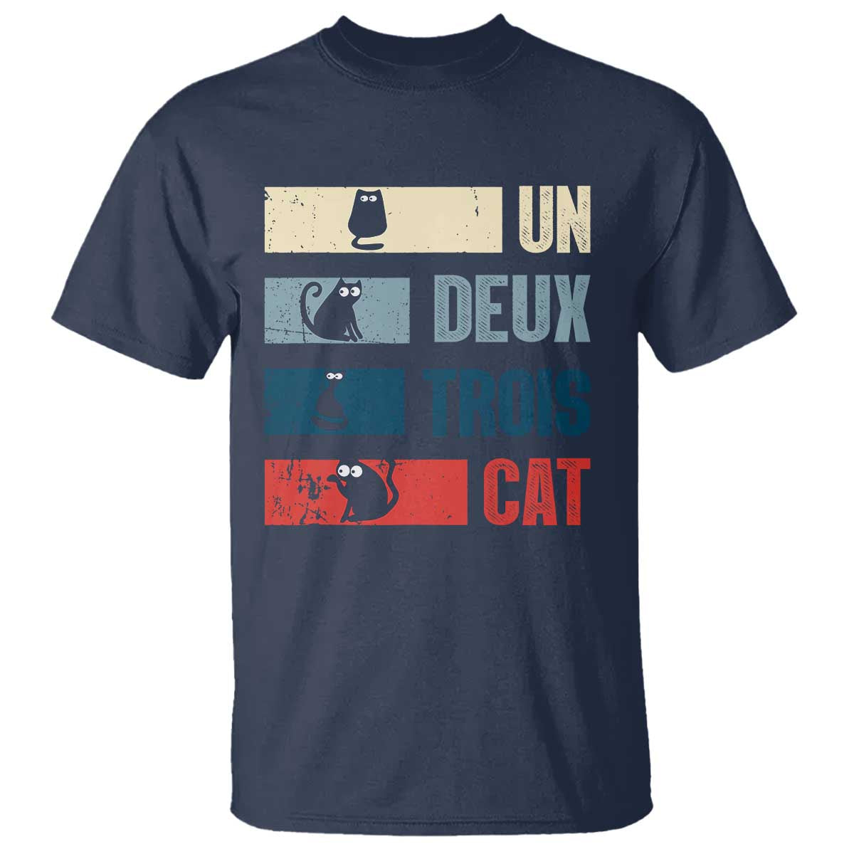 French Cat Lover T Shirt Un Deux Trois Funny Cats - Wonder Print Shop