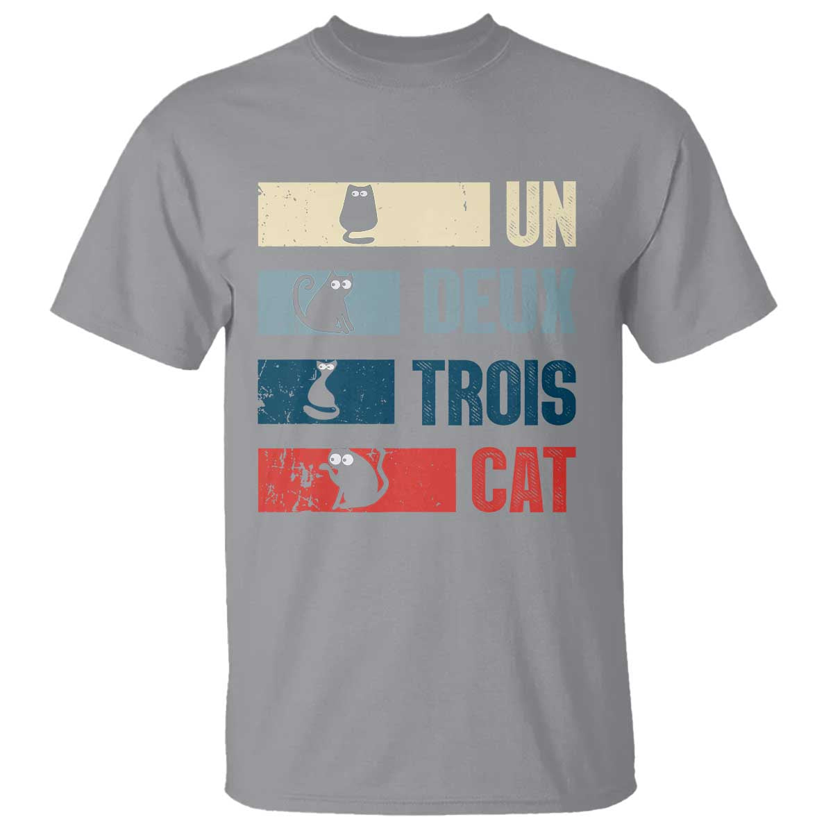 French Cat Lover T Shirt Un Deux Trois Funny Cats - Wonder Print Shop