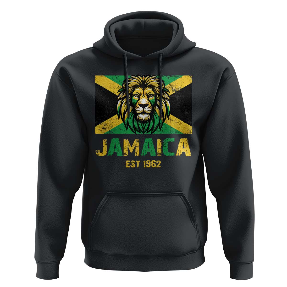 Jamaican Independence  EST 1962 Jamaica Flag Lion Hoodie - Wonder Print Shop