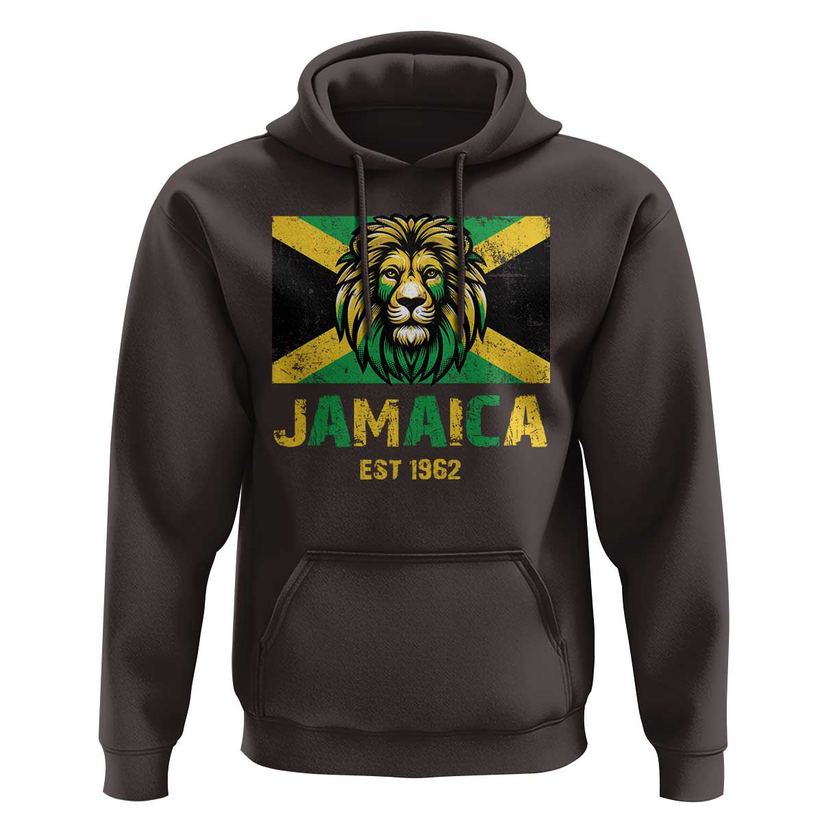 Jamaican Independence  EST 1962 Jamaica Flag Lion Hoodie - Wonder Print Shop