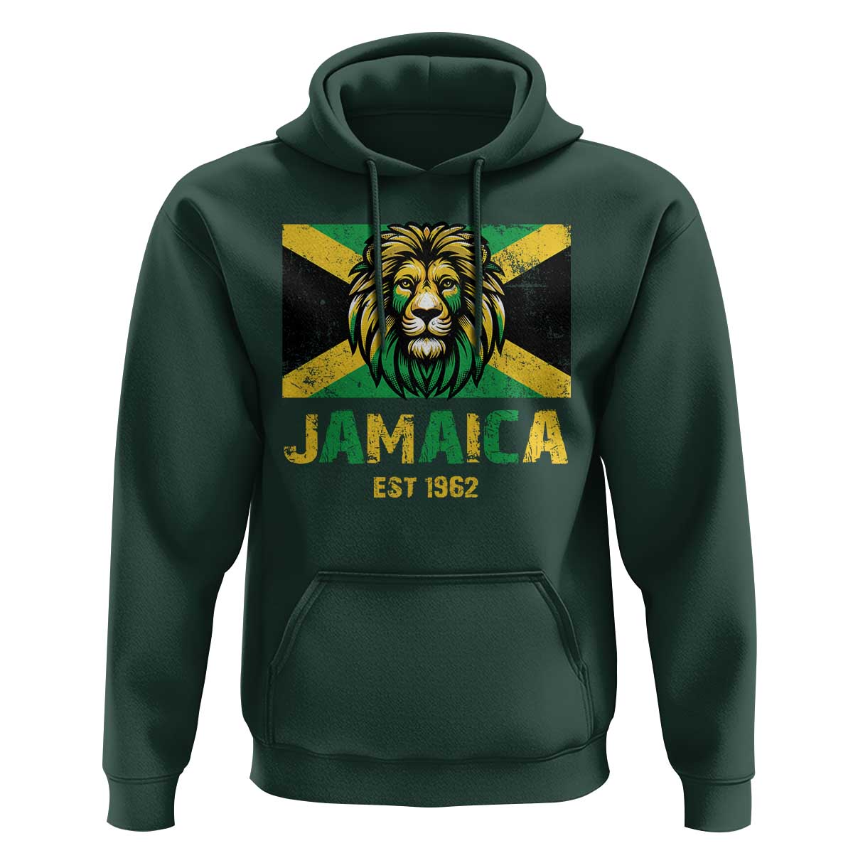 Jamaican Independence  EST 1962 Jamaica Flag Lion Hoodie - Wonder Print Shop