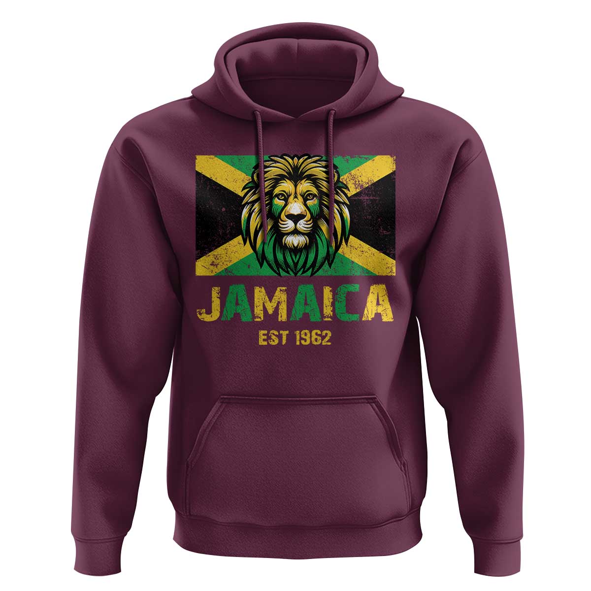 Jamaican Independence  EST 1962 Jamaica Flag Lion Hoodie - Wonder Print Shop