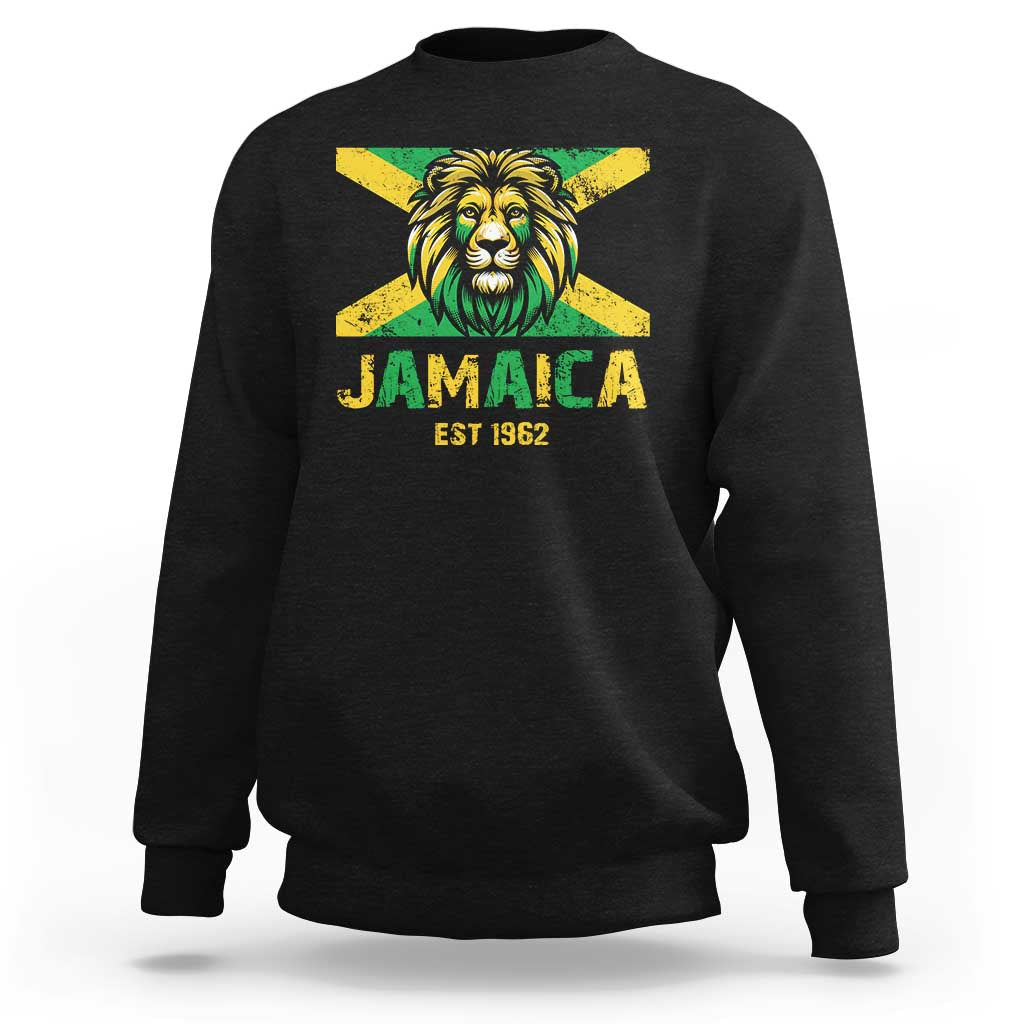 Jamaican Independence  EST 1962 Jamaica Flag Lion Sweatshirt - Wonder Print Shop