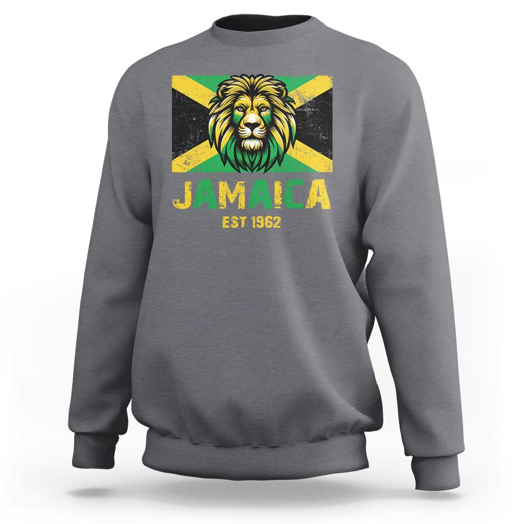 Jamaican Independence  EST 1962 Jamaica Flag Lion Sweatshirt - Wonder Print Shop