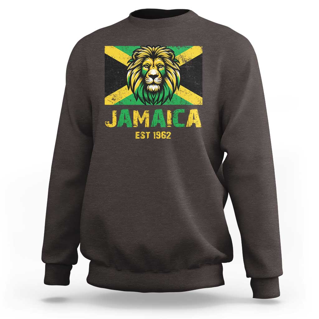 Jamaican Independence  EST 1962 Jamaica Flag Lion Sweatshirt - Wonder Print Shop