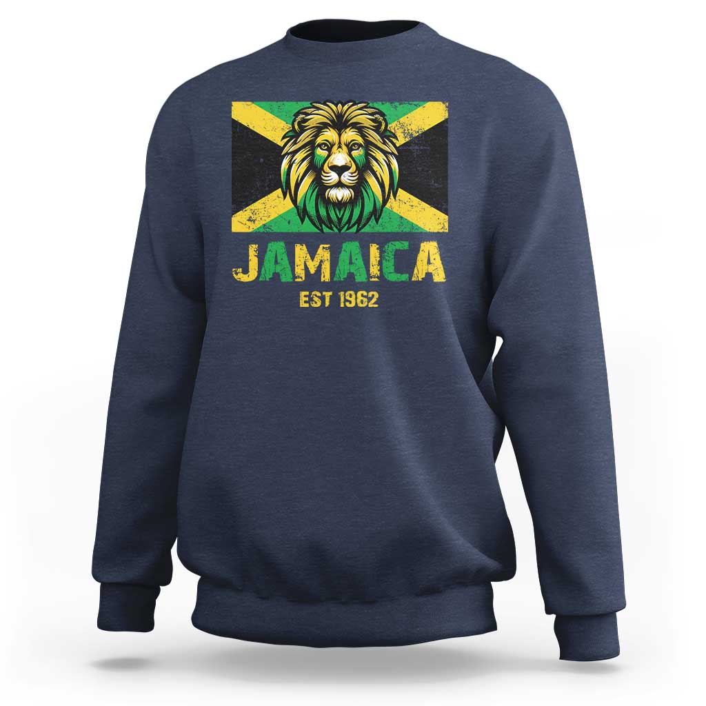 Jamaican Independence  EST 1962 Jamaica Flag Lion Sweatshirt - Wonder Print Shop