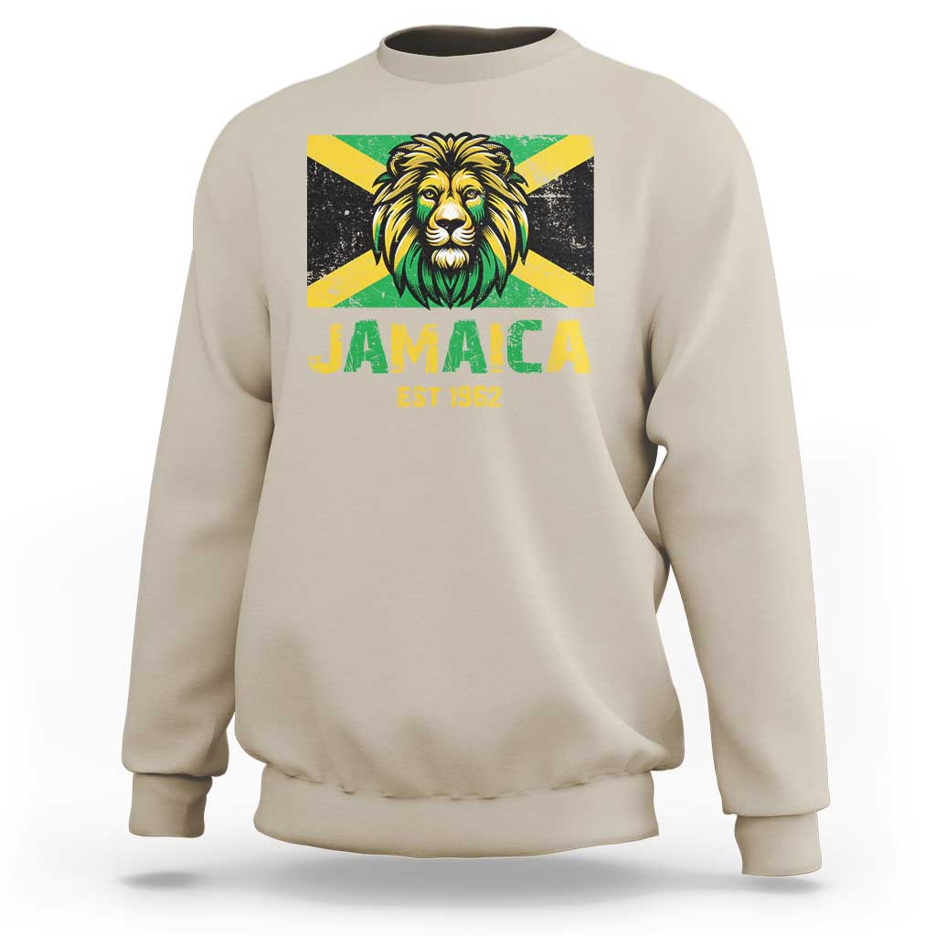 Jamaican Independence  EST 1962 Jamaica Flag Lion Sweatshirt - Wonder Print Shop