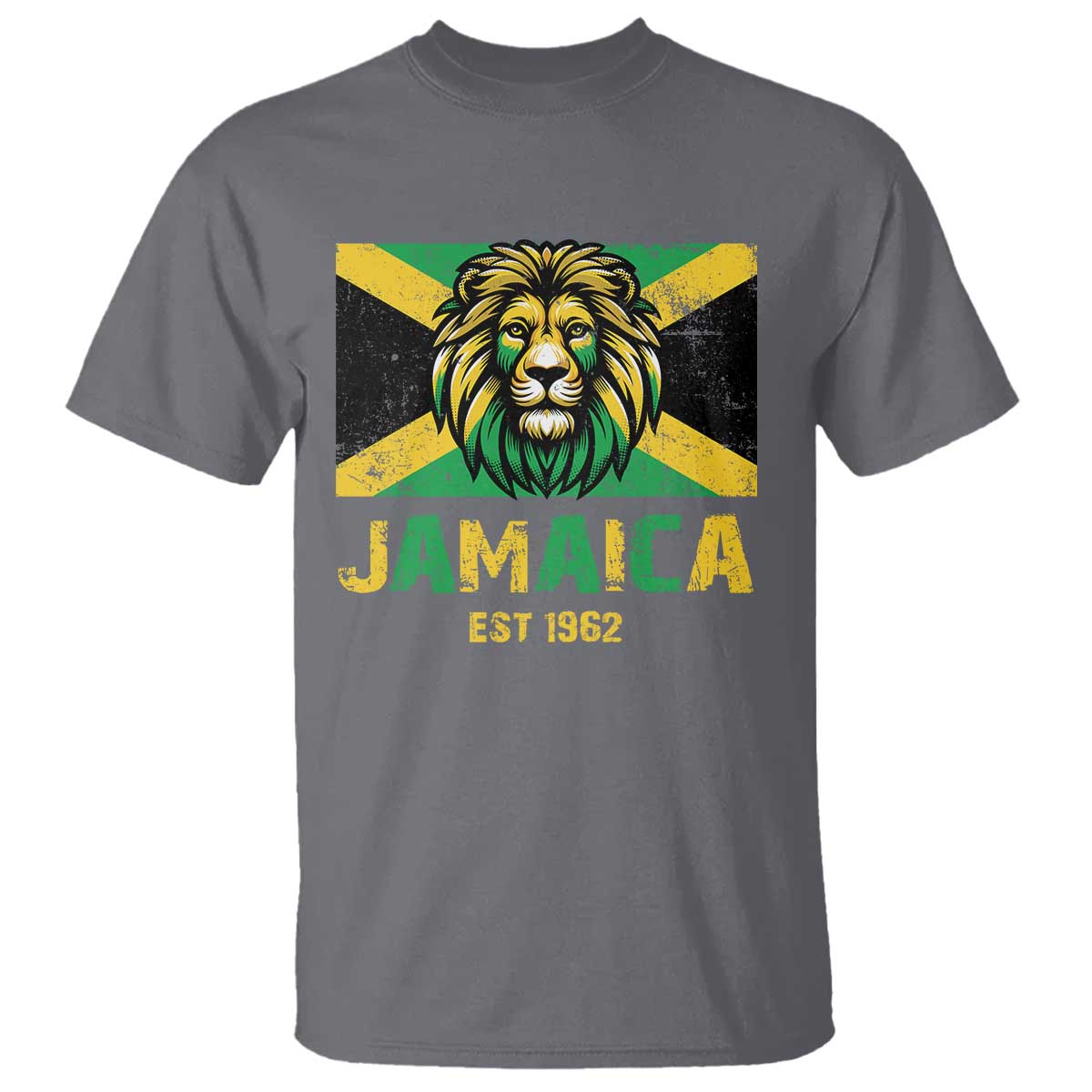 Jamaican Independence  EST 1962 Jamaica Flag Lion T Shirt - Wonder Print Shop