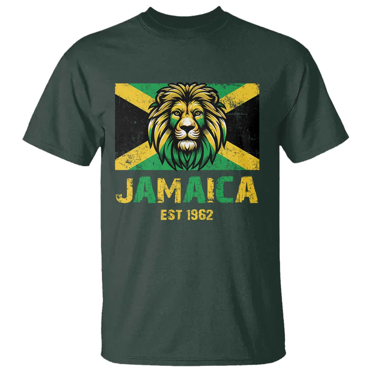 Jamaican Independence  EST 1962 Jamaica Flag Lion T Shirt - Wonder Print Shop