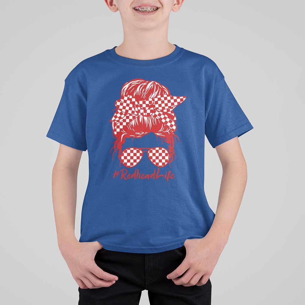 Redhead Life T Shirt For Kid Natural Red Hair Messy Bun Girl - Wonder Print Shop