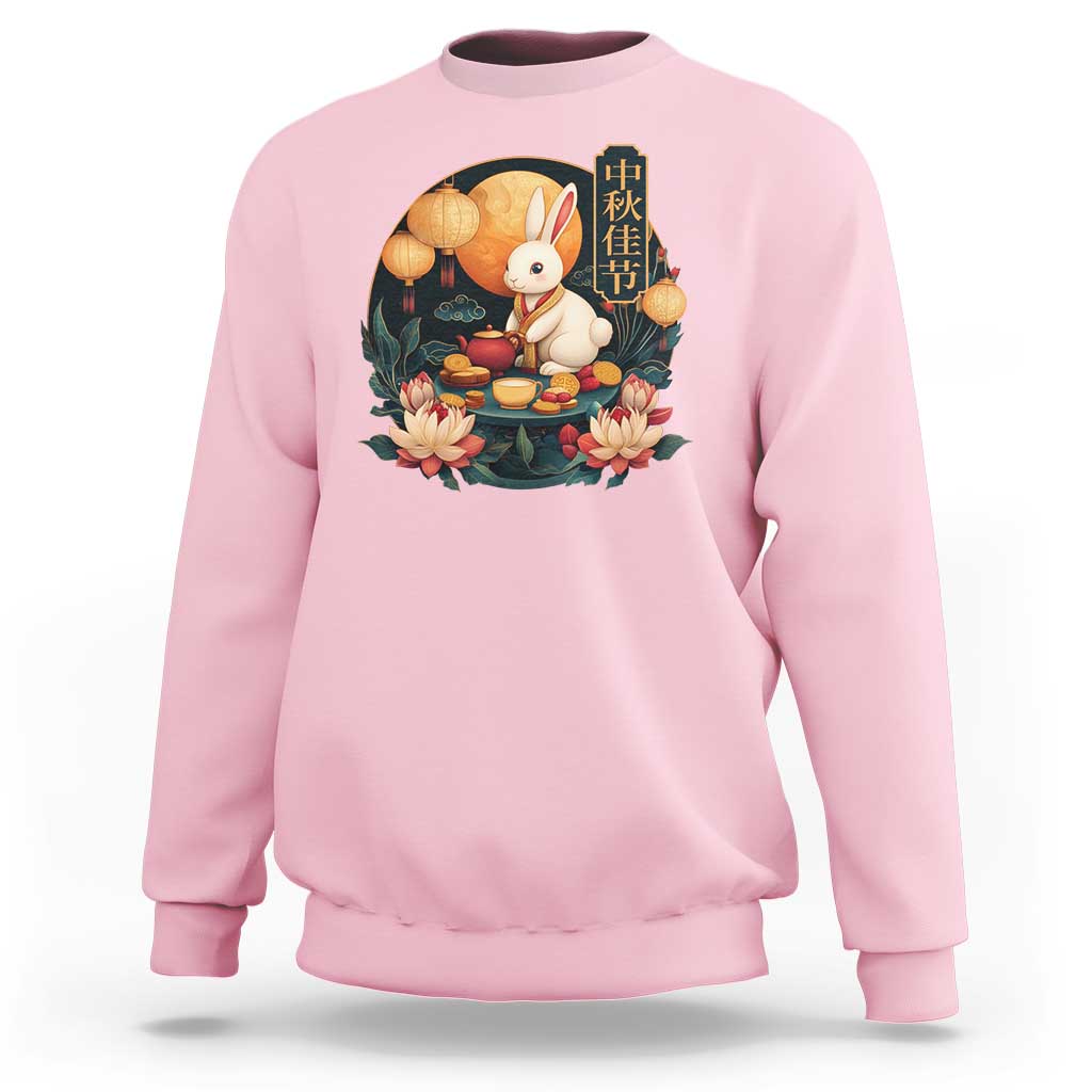 Mid Autumn Festival Sweatshirt Chinese Full Moon Rabbit Mooncake - Wonder Print Shop
