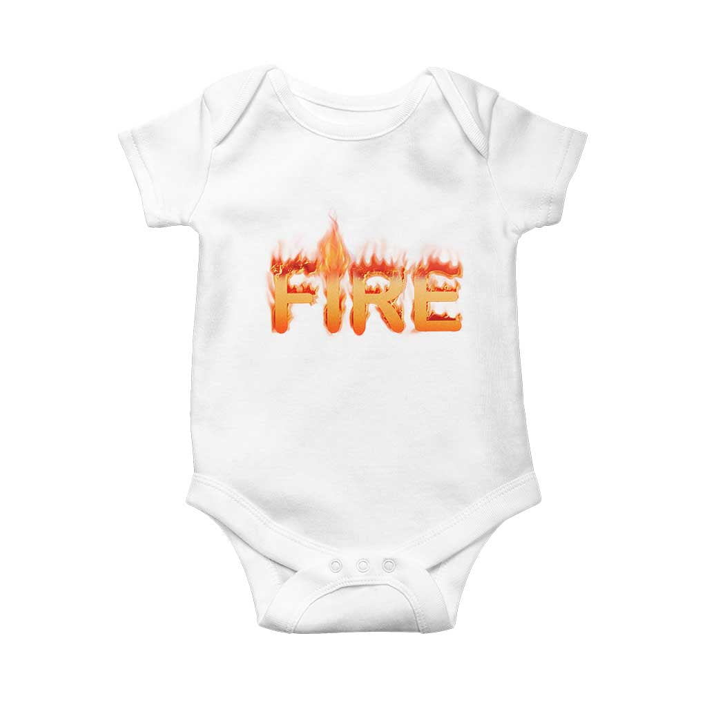 Couple Matching Fire And Ice Baby Onesie Typographic Fire