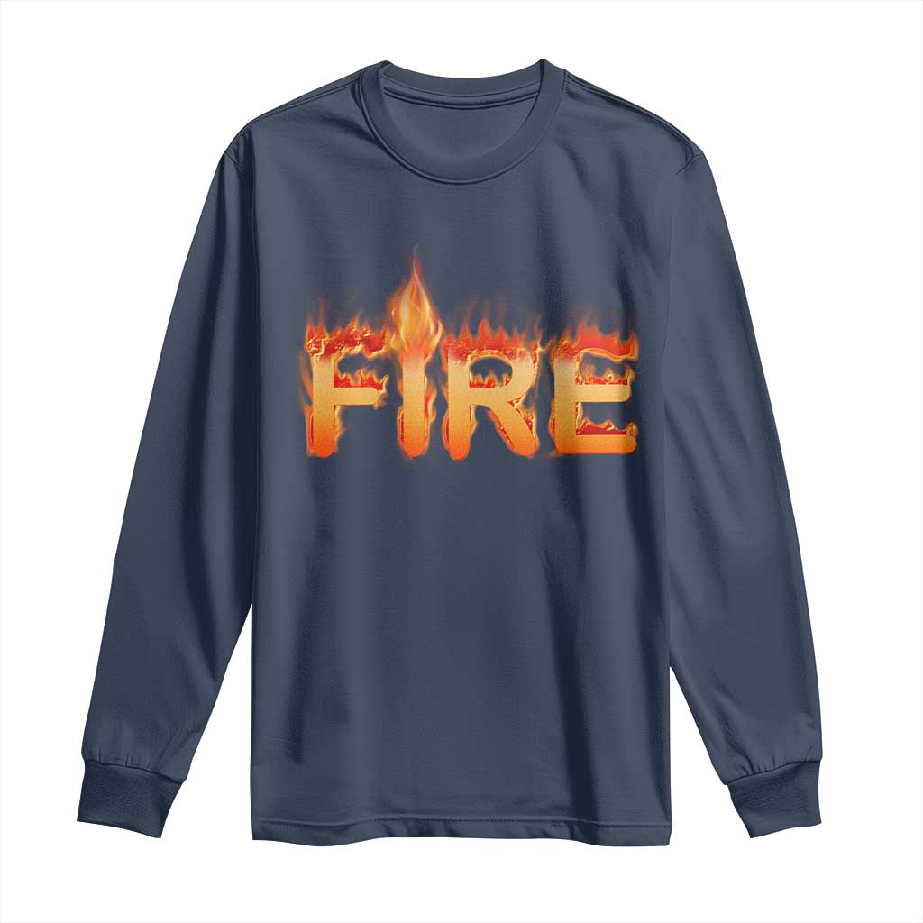 Couple Matching Fire And Ice Long Sleeve Shirt Typographic Fire