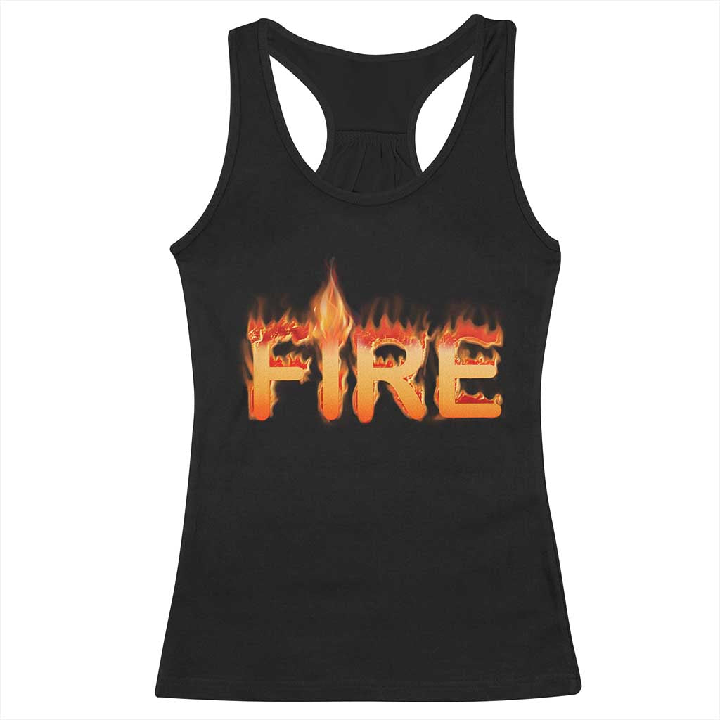 Couple Matching Fire And Ice Racerback Tank Top Typographic Fire