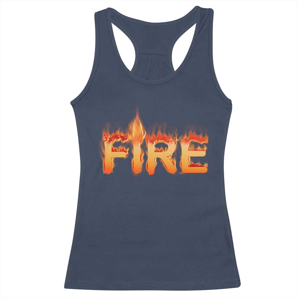 Couple Matching Fire And Ice Racerback Tank Top Typographic Fire