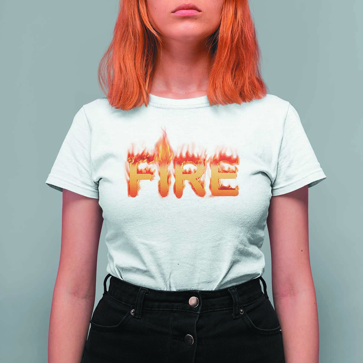 Couple Matching Fire And Ice T Shirt For Women Typographic Fire