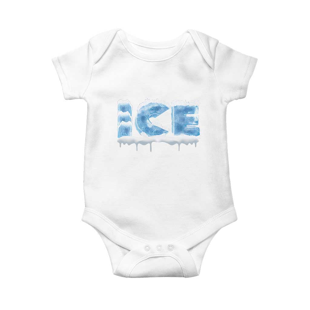 Couple Matching Fire And Ice Baby Onesie Typographic Ice