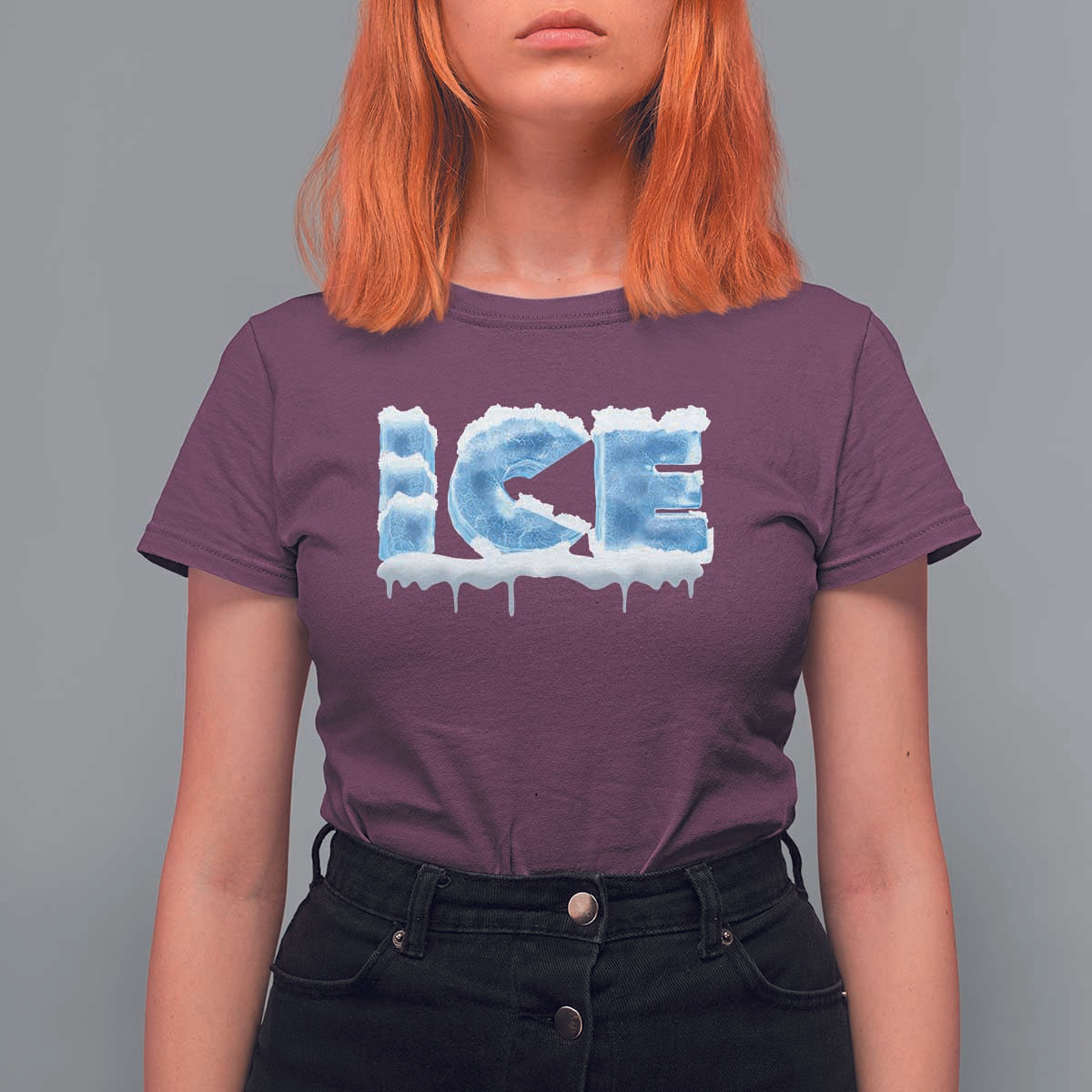 Couple Matching Fire And Ice T Shirt For Women Typographic Ice