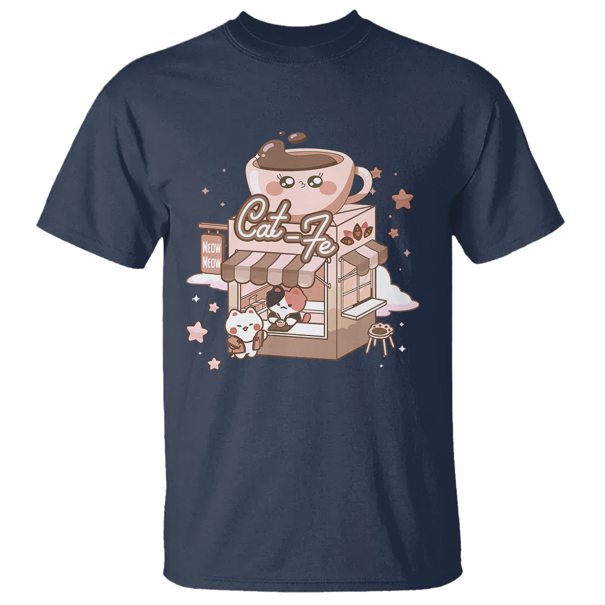 Cat Lover T Shirt CatFe Anime Kitty Coffee Shop - Wonder Print Shop