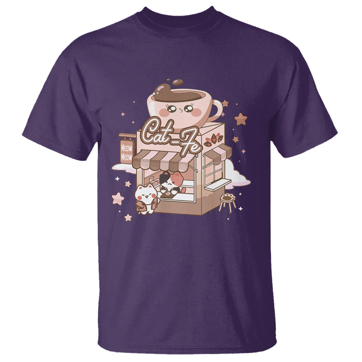 Cat Lover T Shirt CatFe Anime Kitty Coffee Shop - Wonder Print Shop