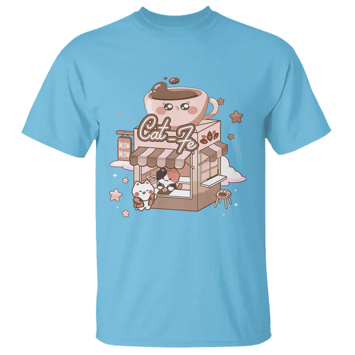 Cat Lover T Shirt CatFe Anime Kitty Coffee Shop - Wonder Print Shop