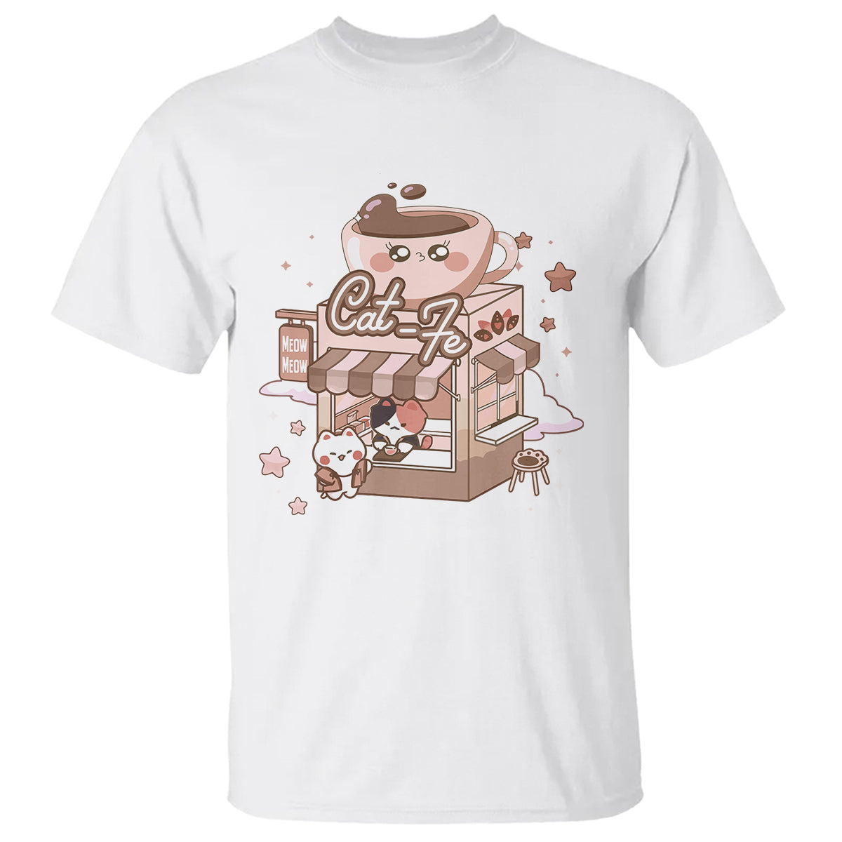 Cat Lover T Shirt CatFe Anime Kitty Coffee Shop - Wonder Print Shop