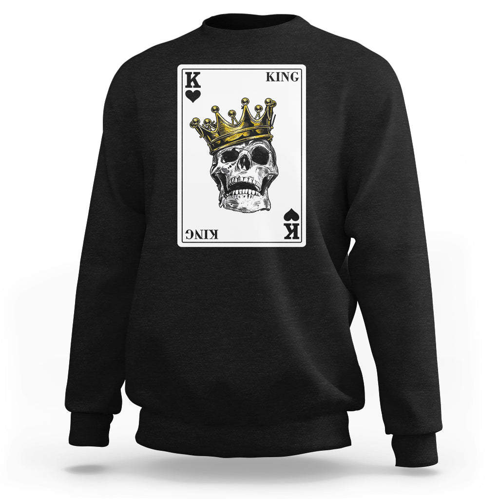 Poker Sweatshirt Couple Matching - 1/2 Card King Skull - Wonder Print Shop