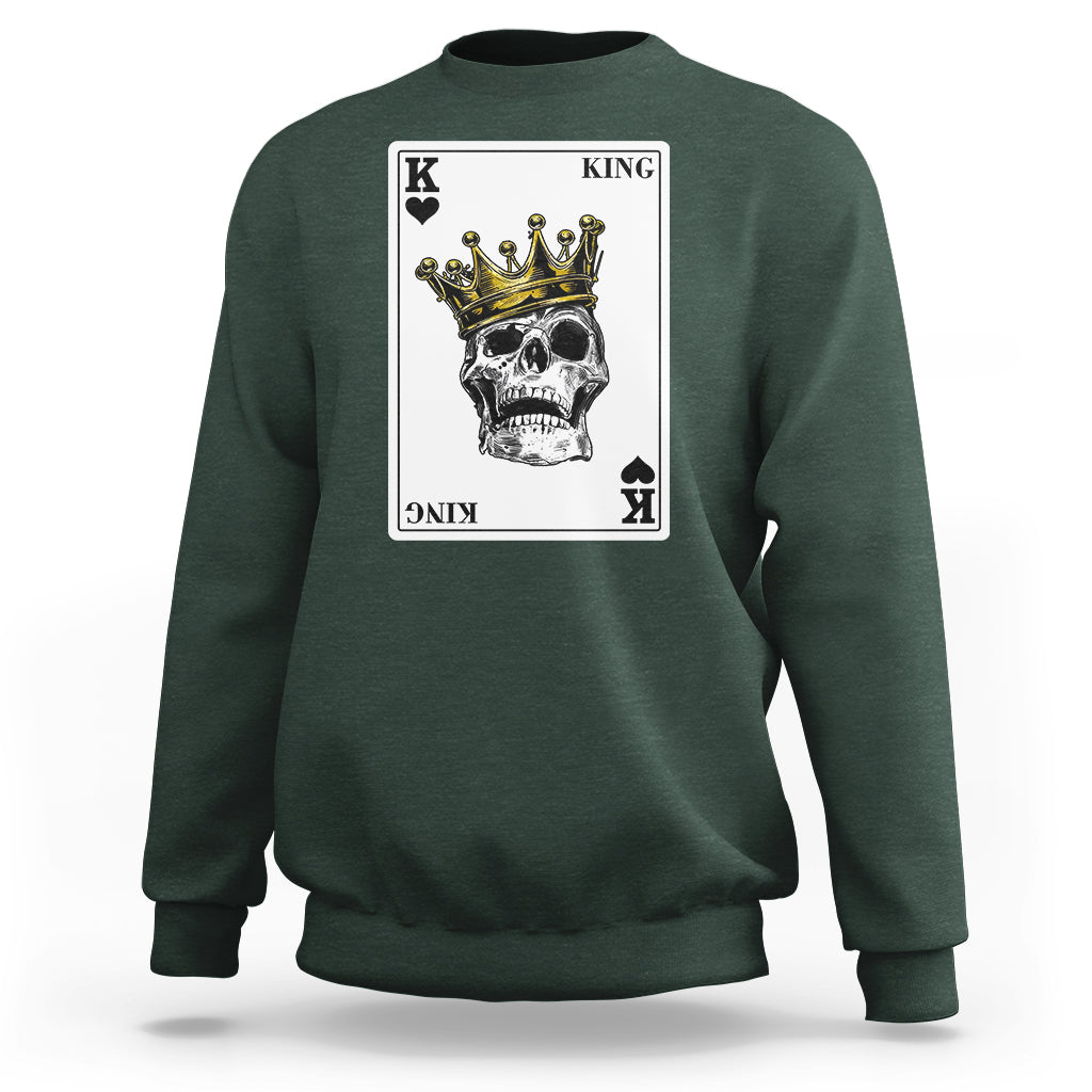 Poker Sweatshirt Couple Matching - 1/2 Card King Skull - Wonder Print Shop
