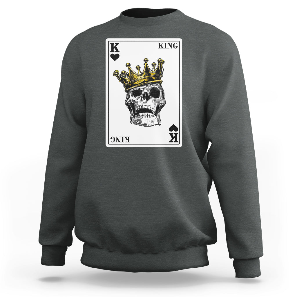 Poker Sweatshirt Couple Matching - 1/2 Card King Skull - Wonder Print Shop