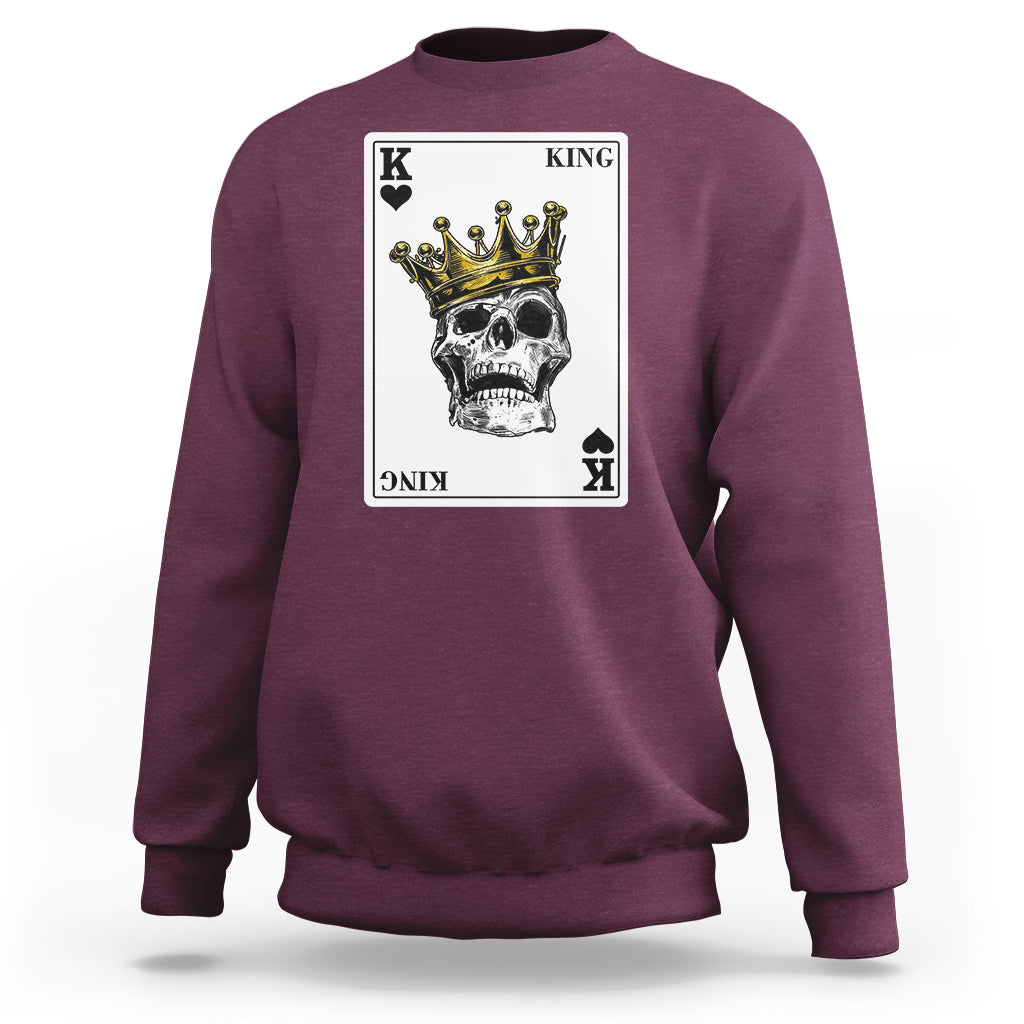 Poker Sweatshirt Couple Matching - 1/2 Card King Skull - Wonder Print Shop