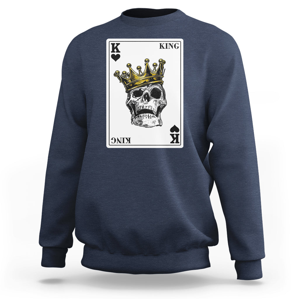Poker Sweatshirt Couple Matching - 1/2 Card King Skull - Wonder Print Shop