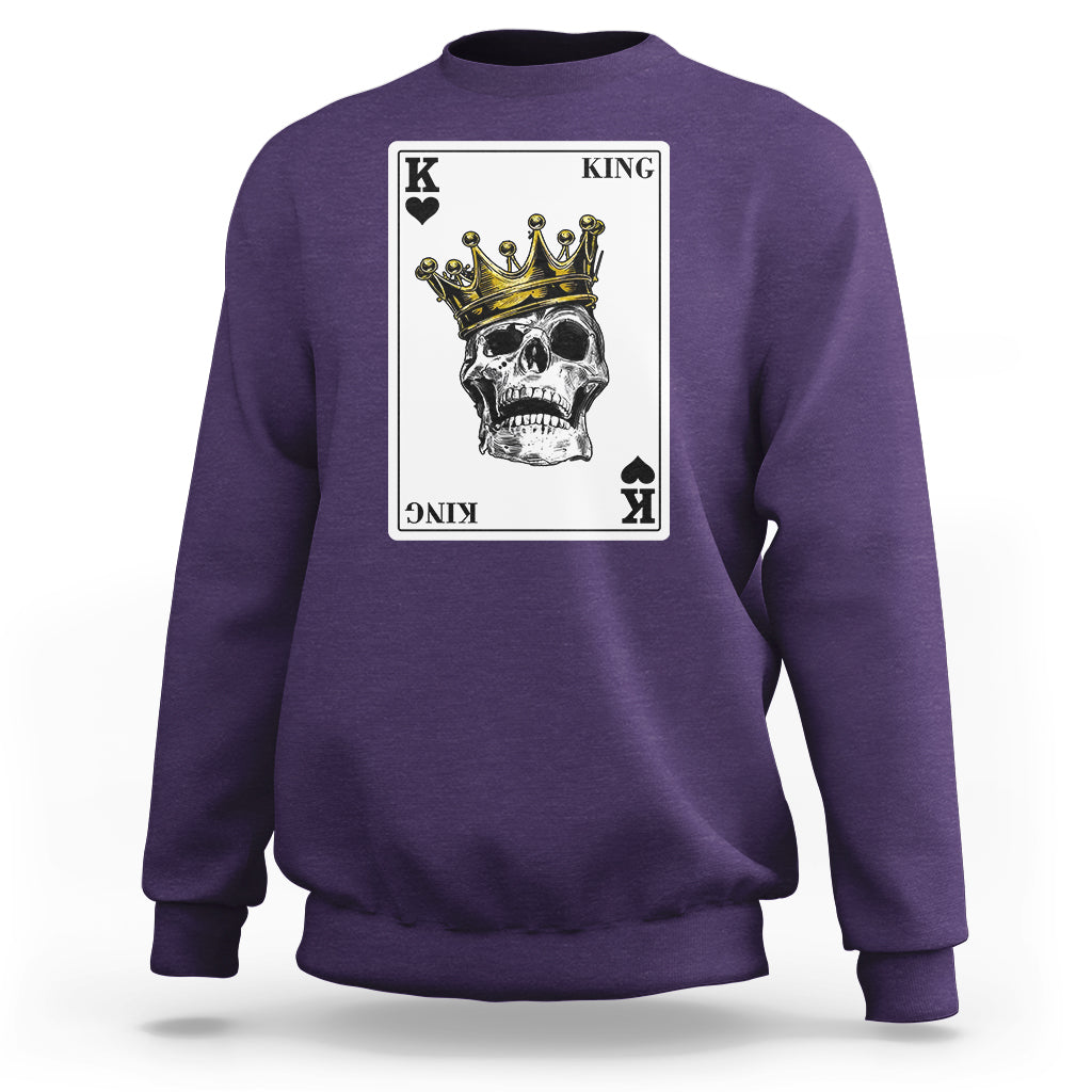 Poker Sweatshirt Couple Matching - 1/2 Card King Skull - Wonder Print Shop