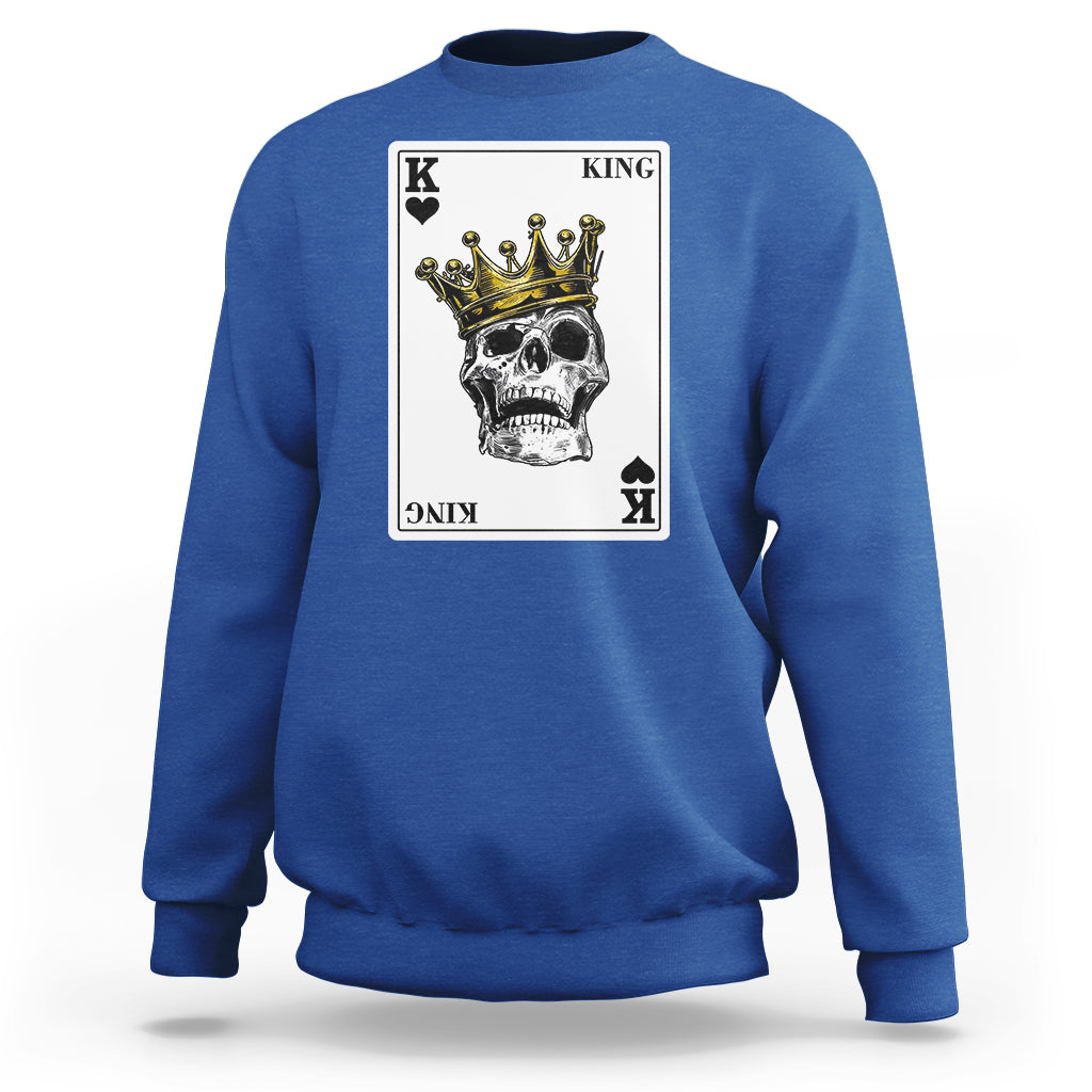 Poker Sweatshirt Couple Matching - 1/2 Card King Skull - Wonder Print Shop