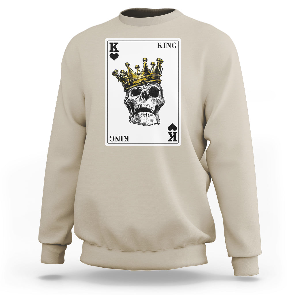 Poker Sweatshirt Couple Matching - 1/2 Card King Skull - Wonder Print Shop