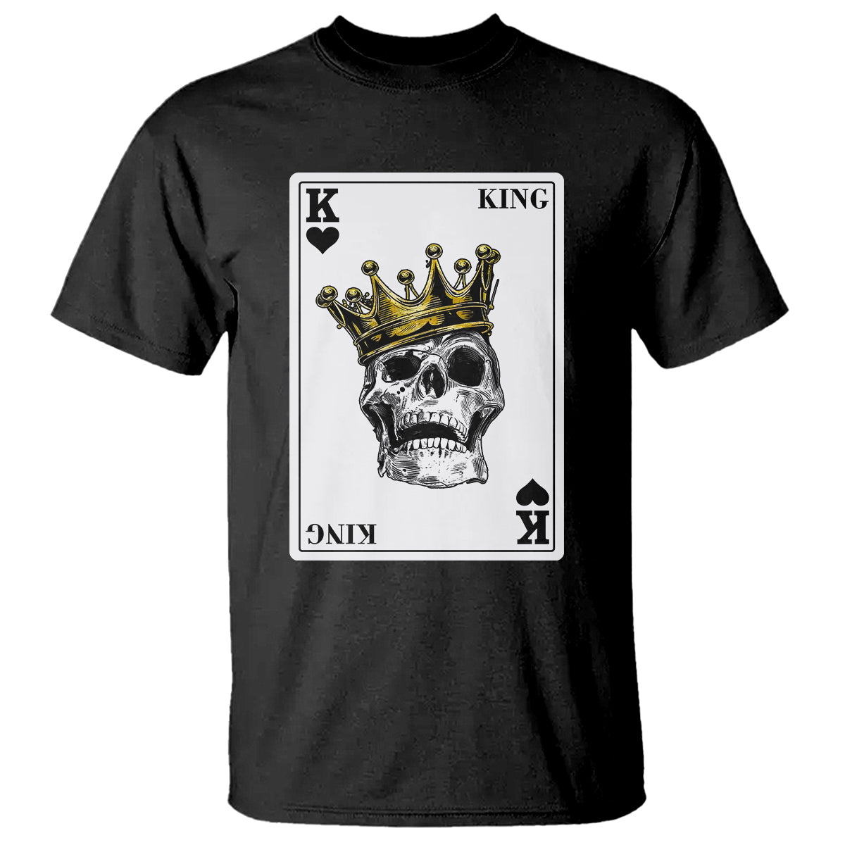 Poker T Shirt Couple Matching - 1/2 Card King Skull - Wonder Print Shop