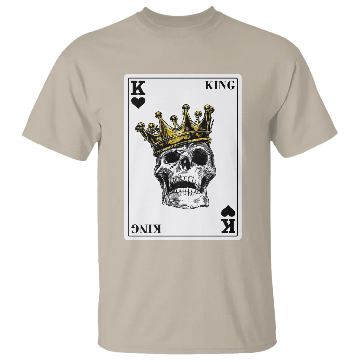 Poker T Shirt Couple Matching - 1/2 Card King Skull - Wonder Print Shop