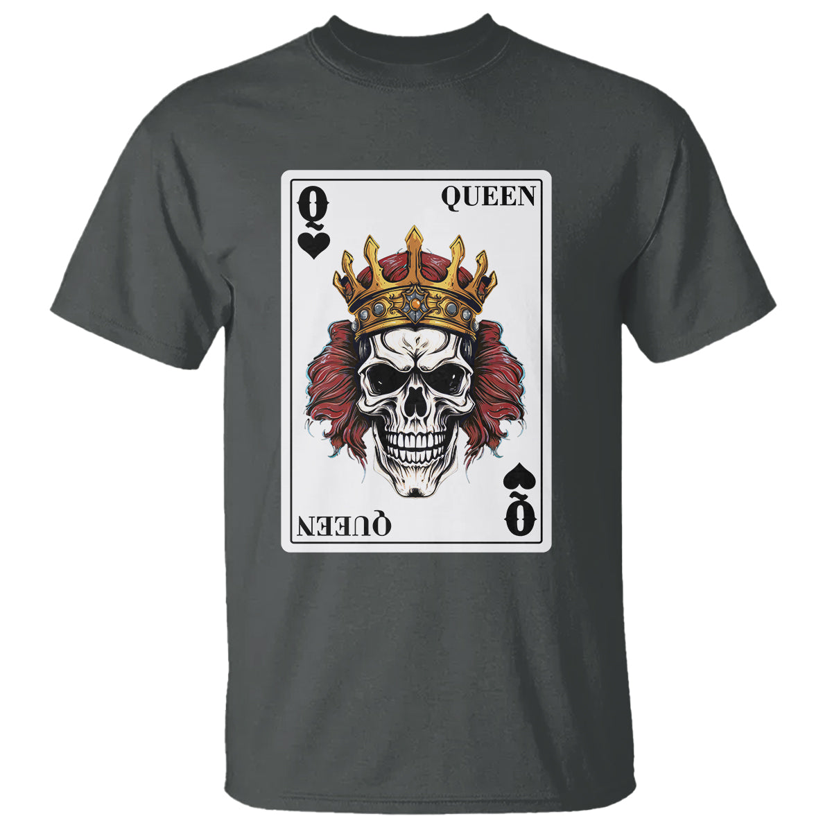 Poker T Shirt Couple Matching - 2/2 Card Queen Skull - Wonder Print Shop