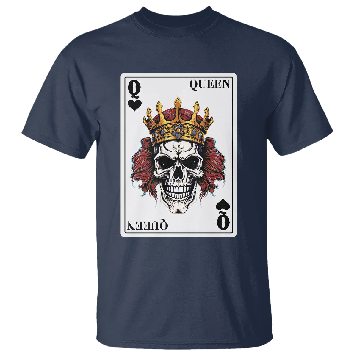 Poker T Shirt Couple Matching - 2/2 Card Queen Skull - Wonder Print Shop