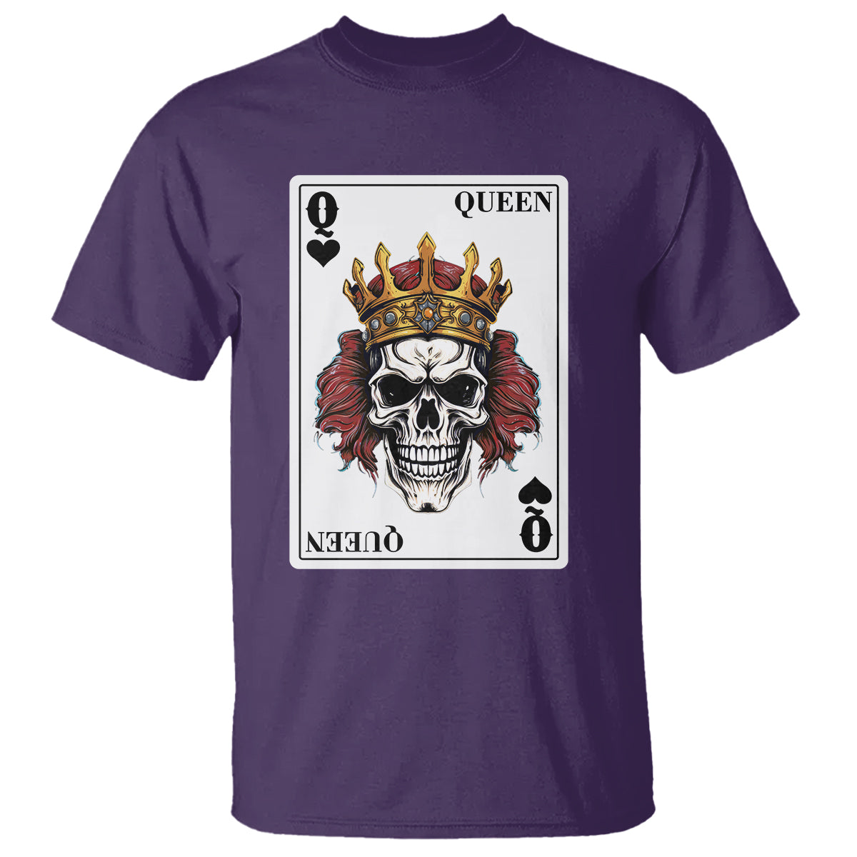 Poker T Shirt Couple Matching - 2/2 Card Queen Skull - Wonder Print Shop