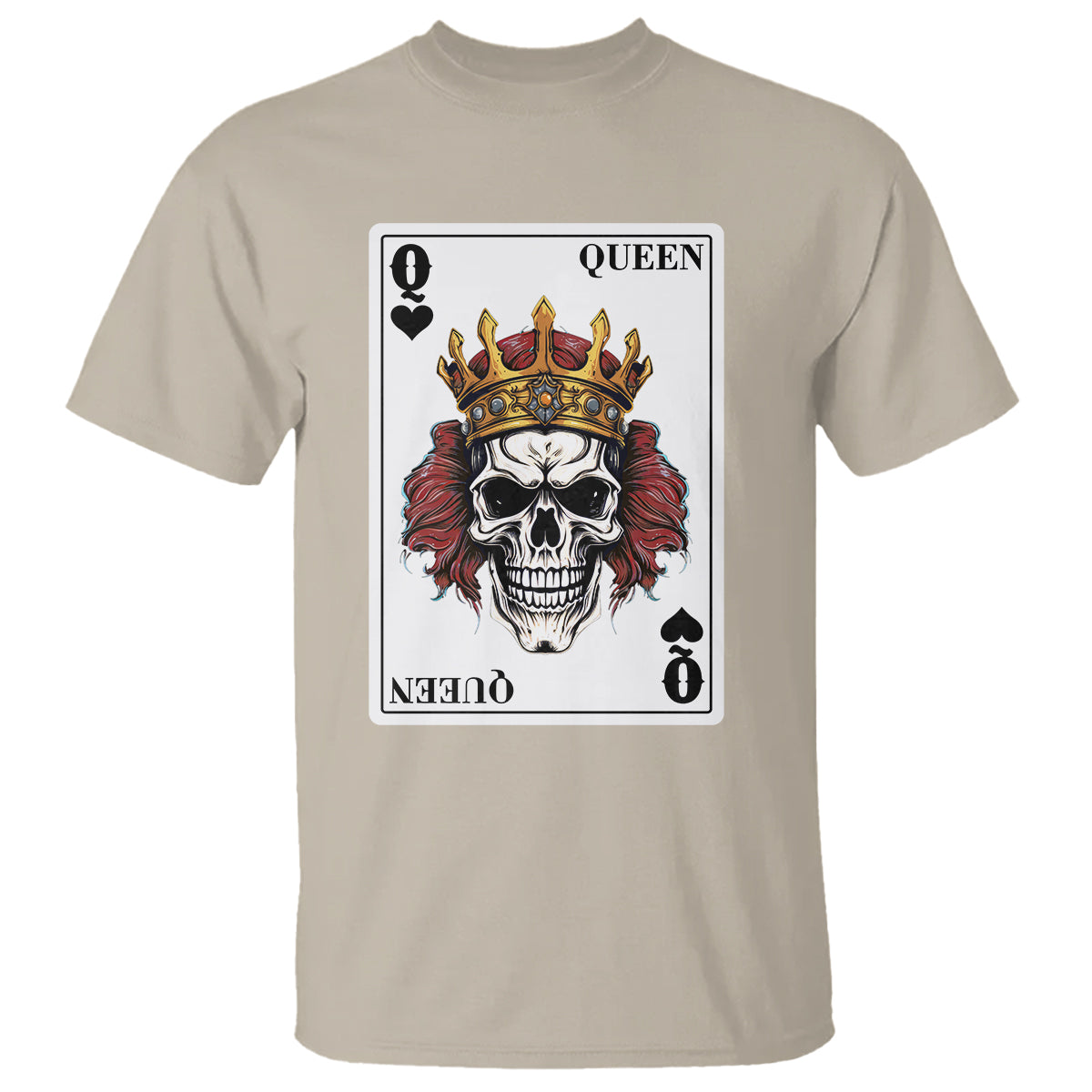 Poker T Shirt Couple Matching - 2/2 Card Queen Skull - Wonder Print Shop