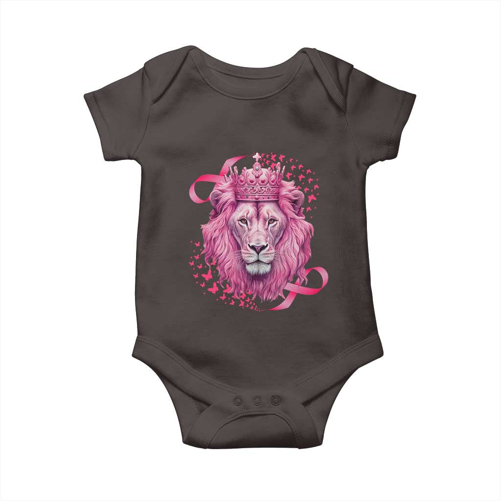 Breast Cancer Awareness Pink Lion Warrior Baby Onesie