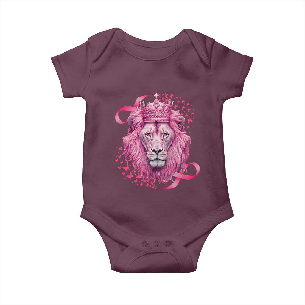 Breast Cancer Awareness Pink Lion Warrior Baby Onesie