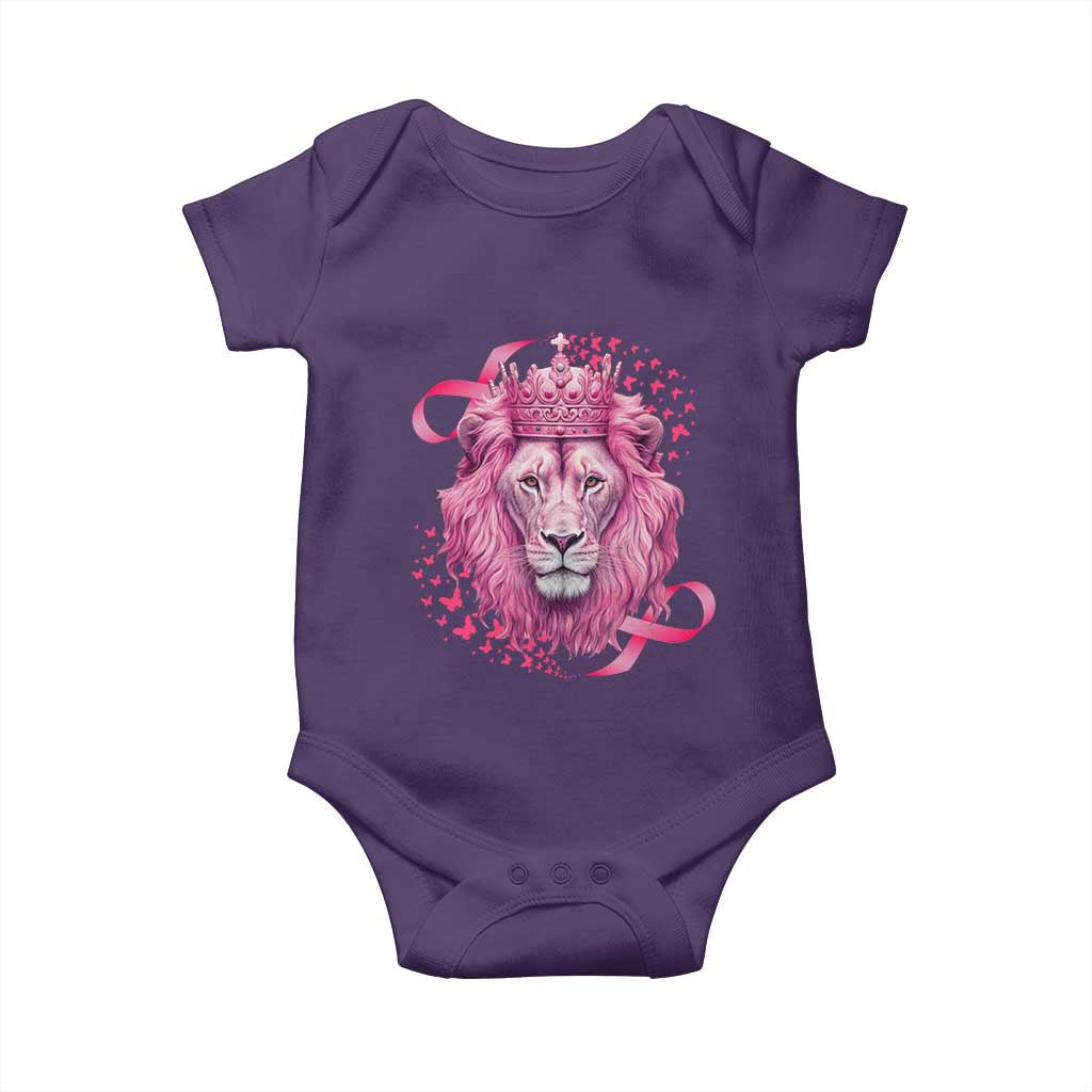 Breast Cancer Awareness Pink Lion Warrior Baby Onesie