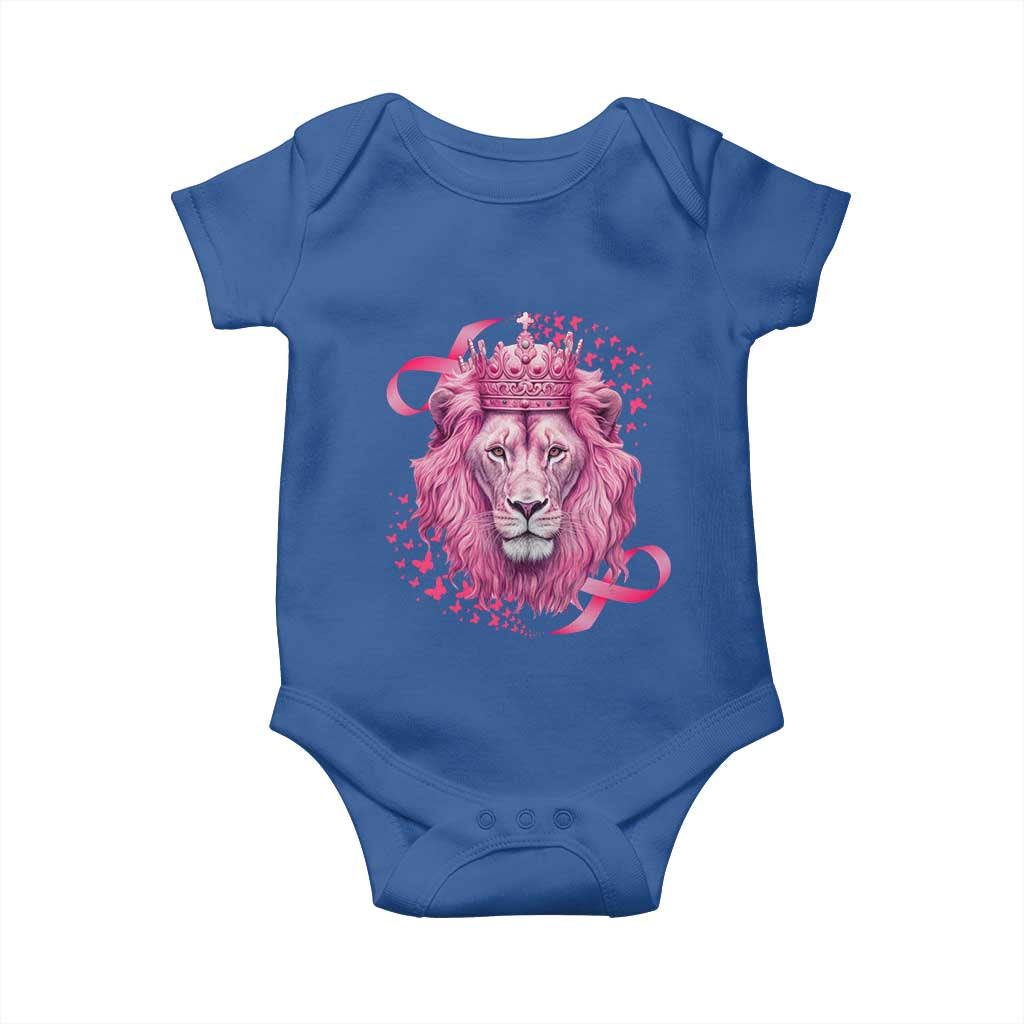 Breast Cancer Awareness Pink Lion Warrior Baby Onesie