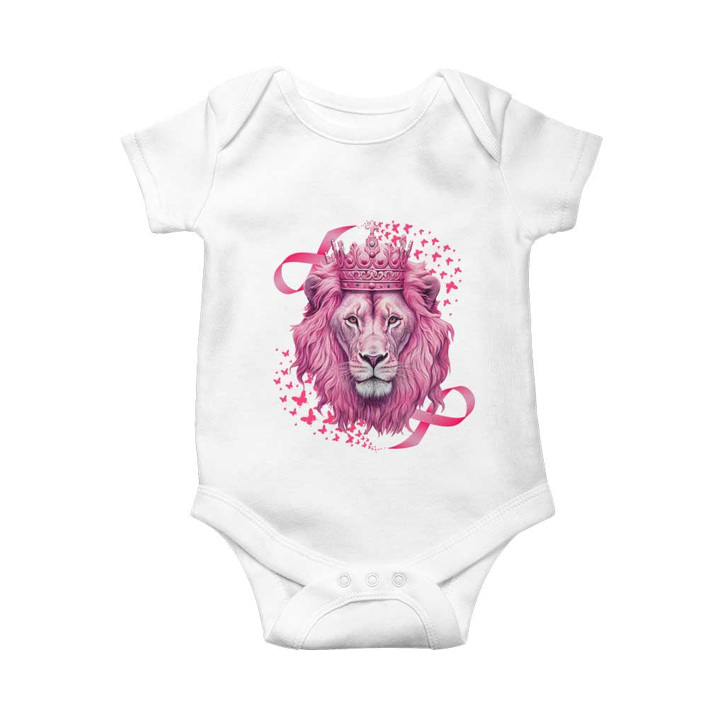Breast Cancer Awareness Pink Lion Warrior Baby Onesie