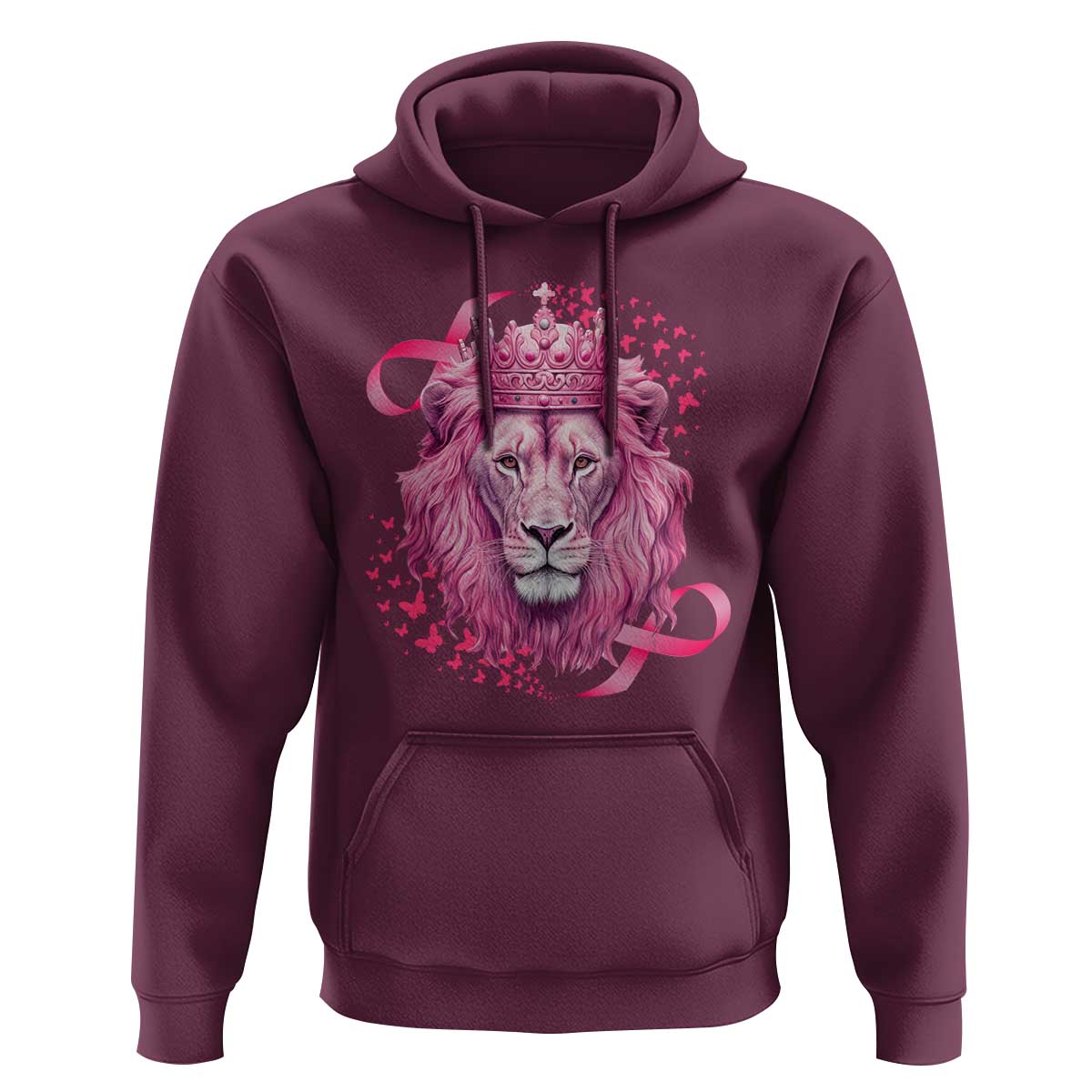 Breast Cancer Awareness Pink Lion Warrior Hoodie