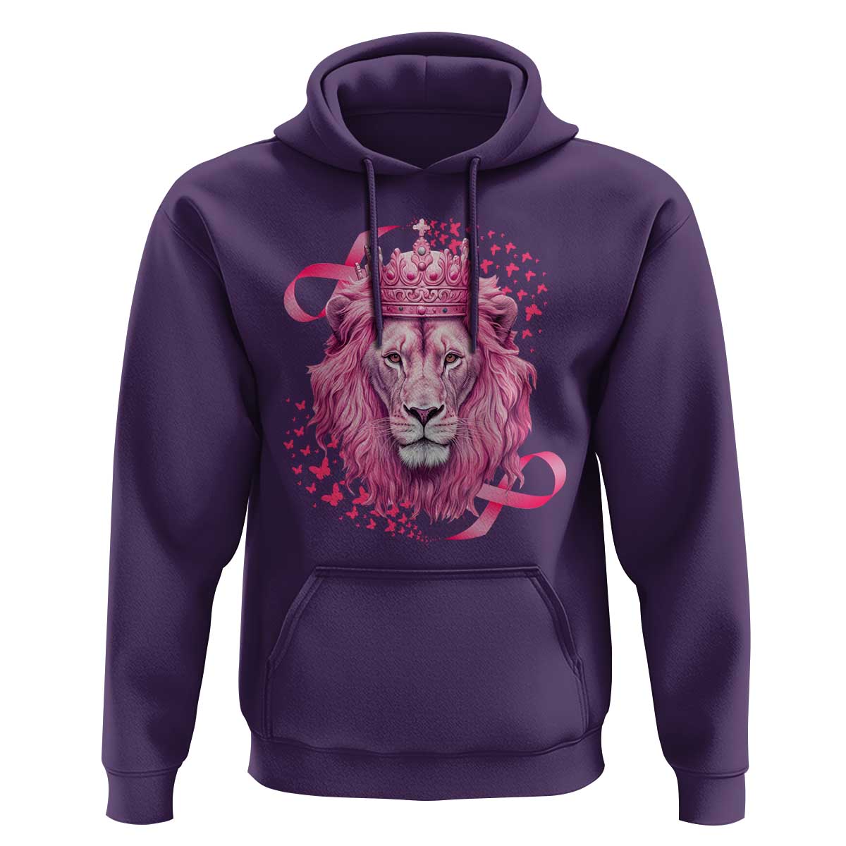 Breast Cancer Awareness Pink Lion Warrior Hoodie